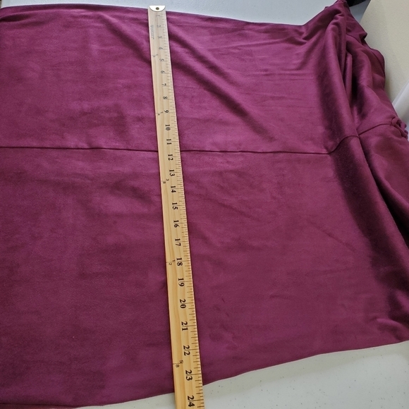 G.I.L.I. Lace-up Midi Dress Size 1X Stretch Faux Suede V-Neck Party Burgundy - Picture 10 of 15